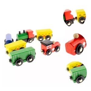 LOCOMOTORA DE MADERA CON 3 VAGONES IMANTADOS  -1500013