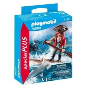 70598 PLAY FIGURA PIRATA EN BALSA CON TIBURON