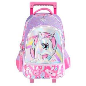 MOCHILA CON CARRO 18″ RAINBOW UNICORN LUZ LED -F1063