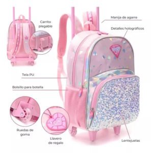 MOCHILA CON CARRO 18″ SKORA CON LENTEJUELAS -35359