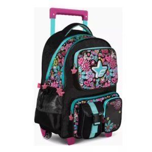 MOCHILA CON CARRO 18″FOOTY CORAZONES Y FLORES -F2181