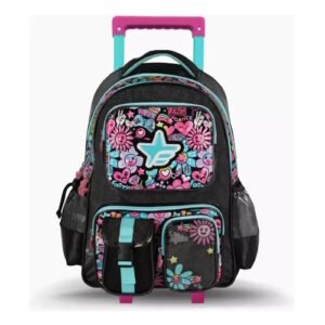 MOCHILA CON CARRO 18″FOOTY CORAZONES Y FLORES -F2181