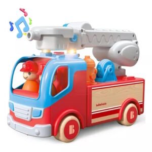 CAMION BOMBEROS DIDACTICO CON LUZ Y SONIDO DE MADERA WANBORNS -IKWOOD28